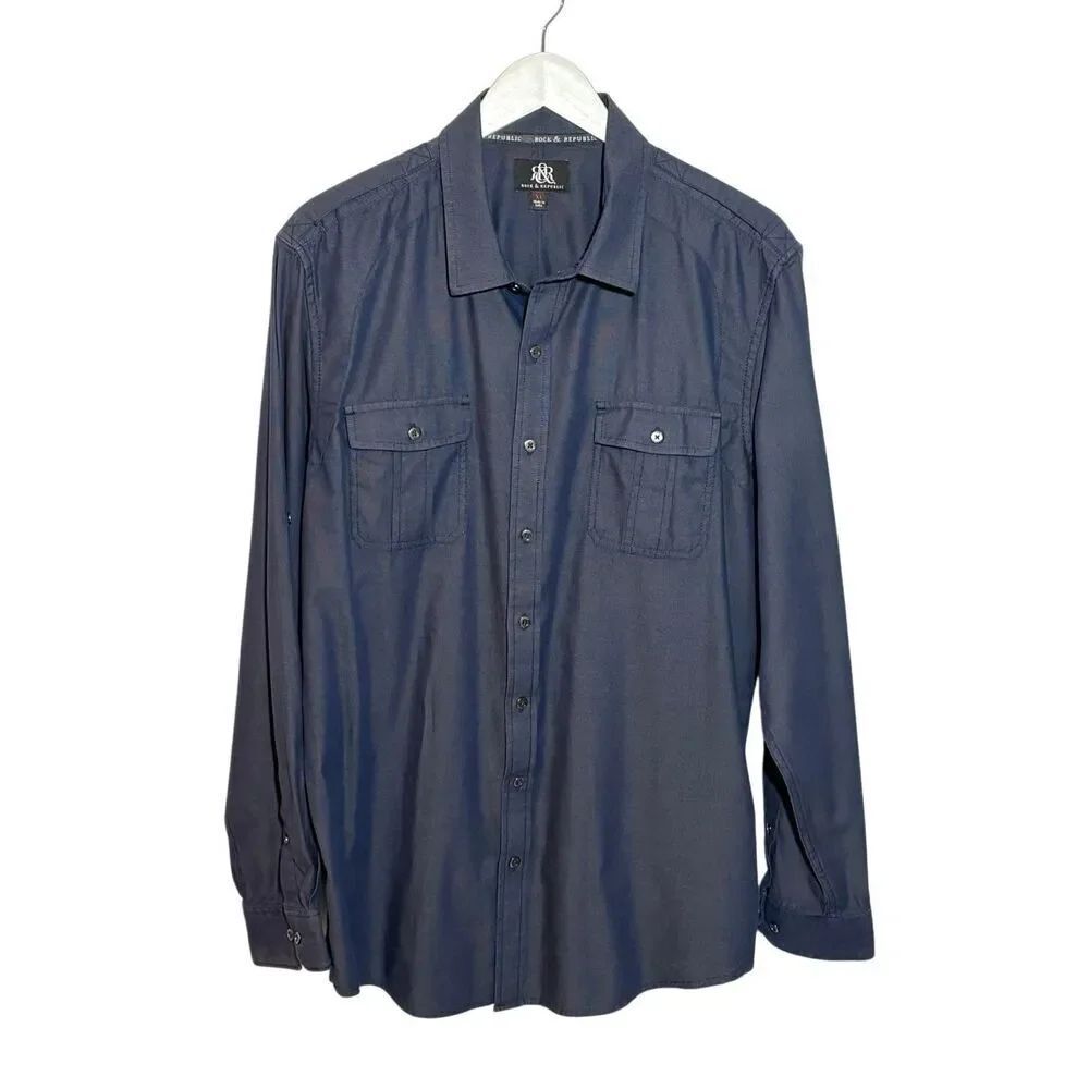 Rock & Republic deep denim blue button down shirt with chest pockets - XL